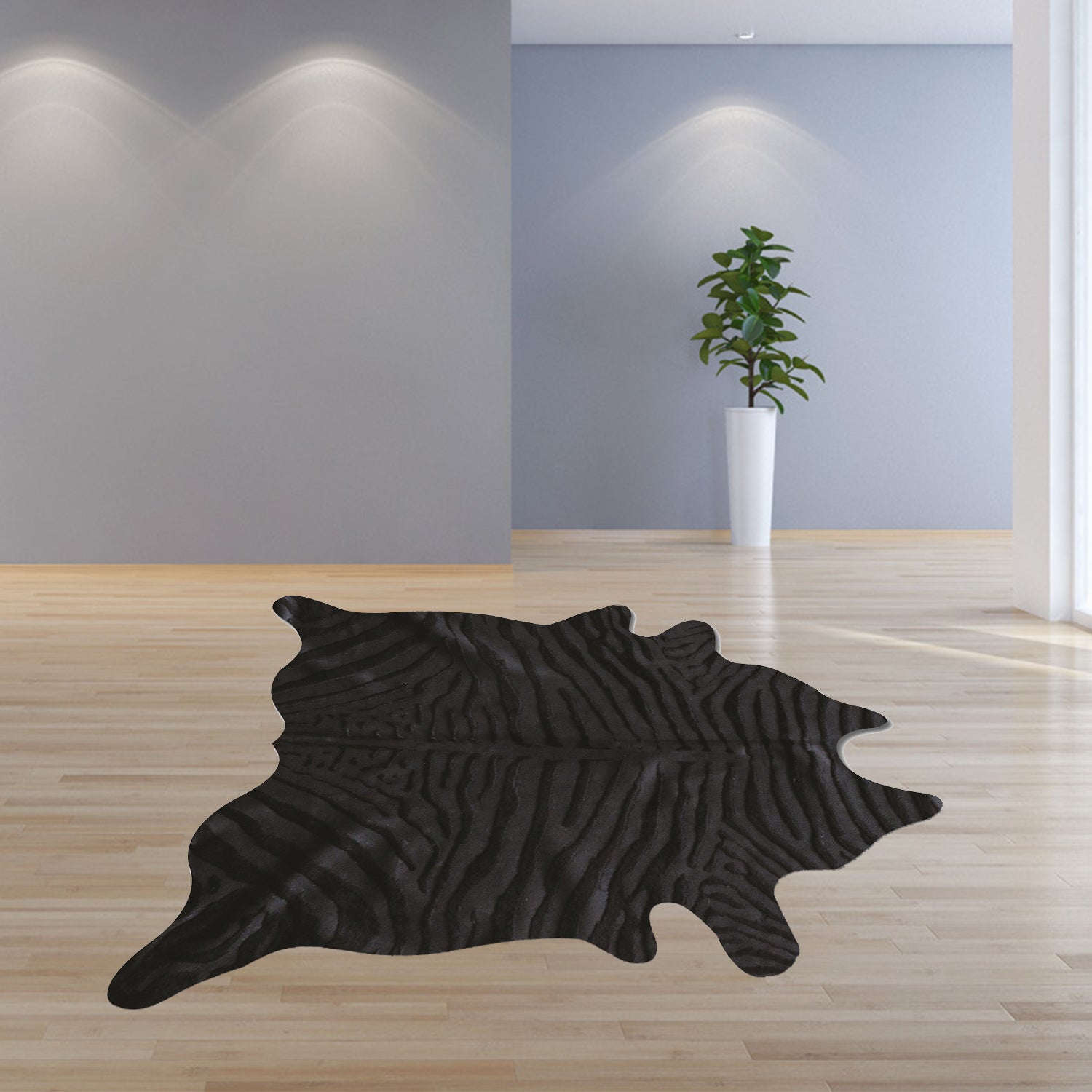 6' X 7' Black And White Cowhide Animal Print Area Rug-Area Rugs-DECOROLALA