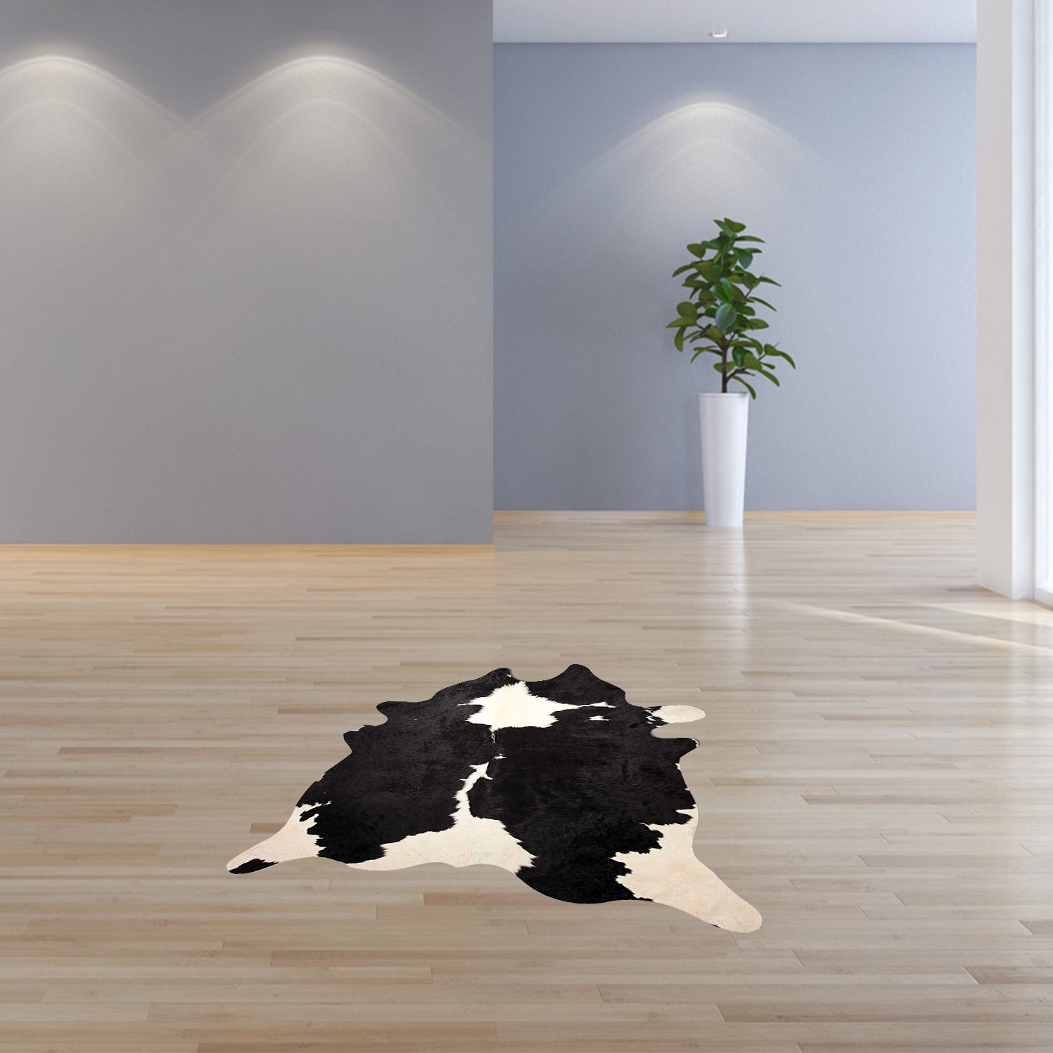 6' X 7' Black And White Cowhide Animal Print Area Rug-Area Rugs-DECOROLALA