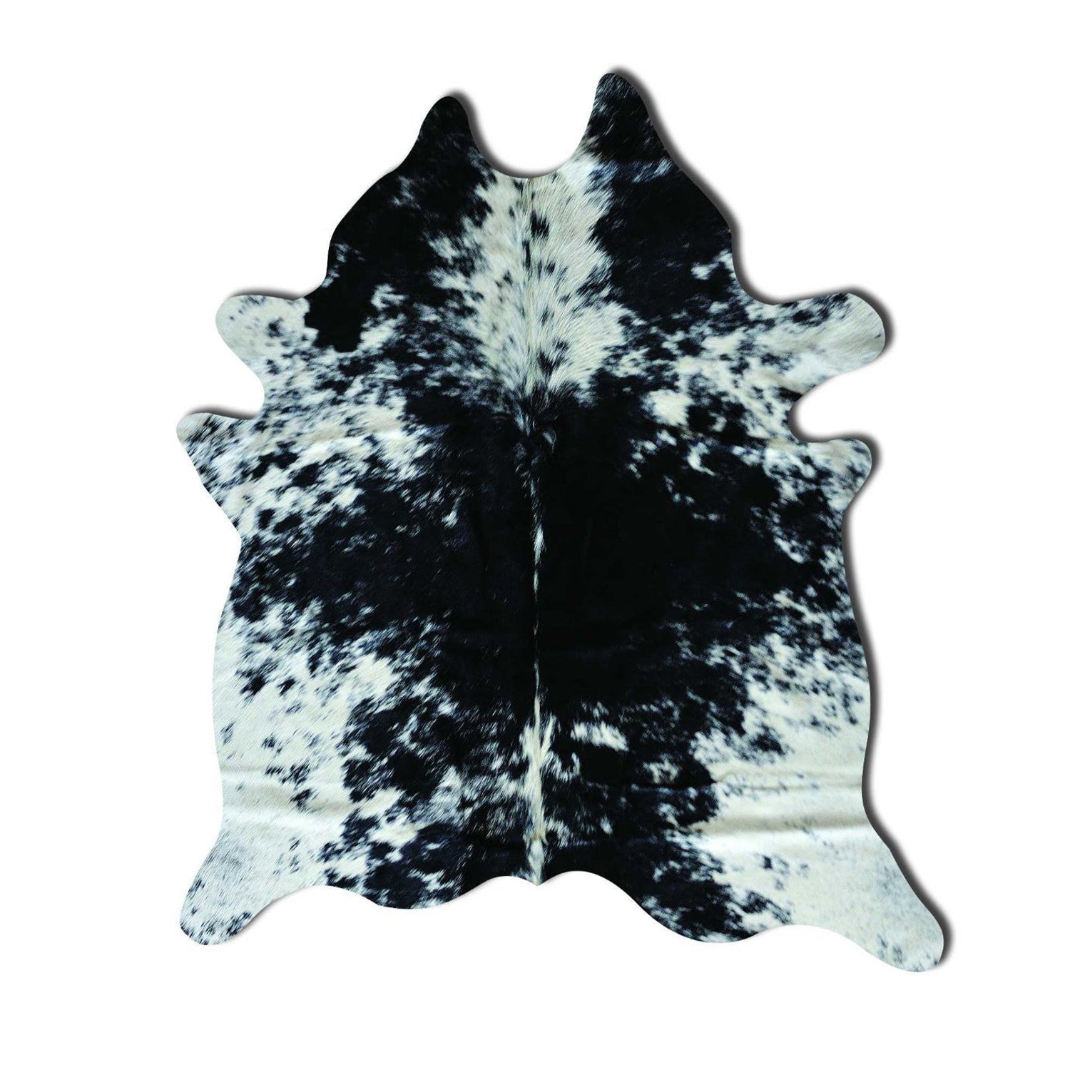 6' X 7' Black And White Cowhide Animal Print Handmade Area Rug-Area Rugs-DECOROLALA