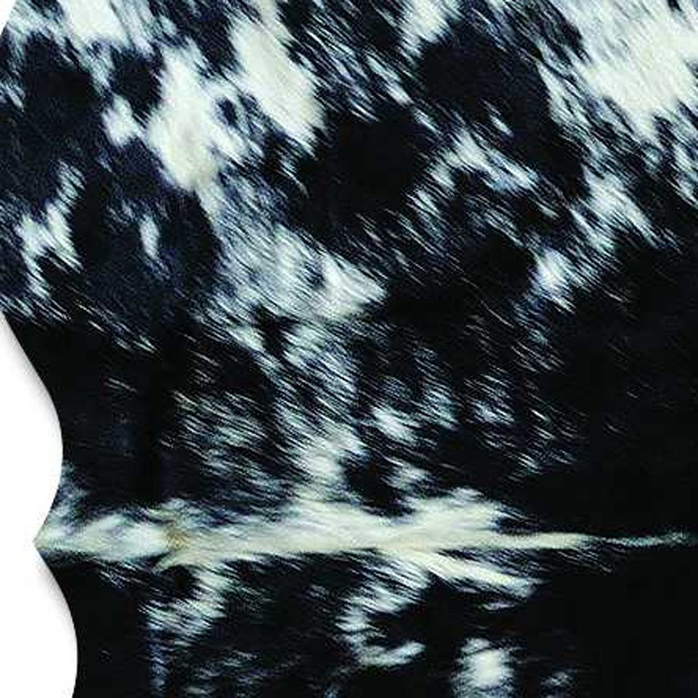 6' X 7' Black And White Cowhide Animal Print Handmade Area Rug-Area Rugs-DECOROLALA