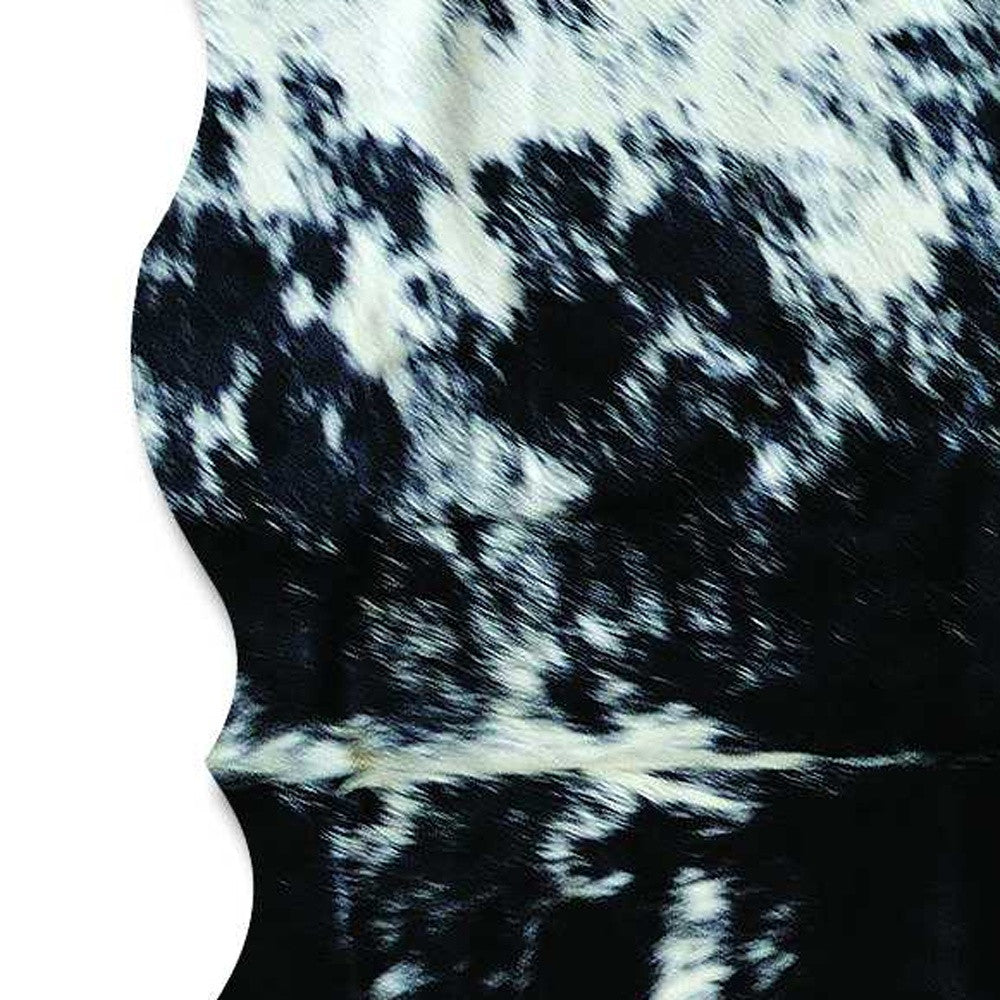 6' X 7' Black And White Cowhide Animal Print Handmade Area Rug-Area Rugs-DECOROLALA