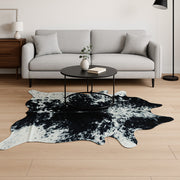 6' X 7' Black And White Cowhide Animal Print Handmade Area Rug-Area Rugs-DECOROLALA