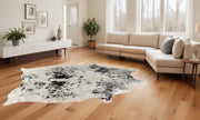 6' X 7' Black And White Cowhide Area Rug-Area Rugs-DECOROLALA