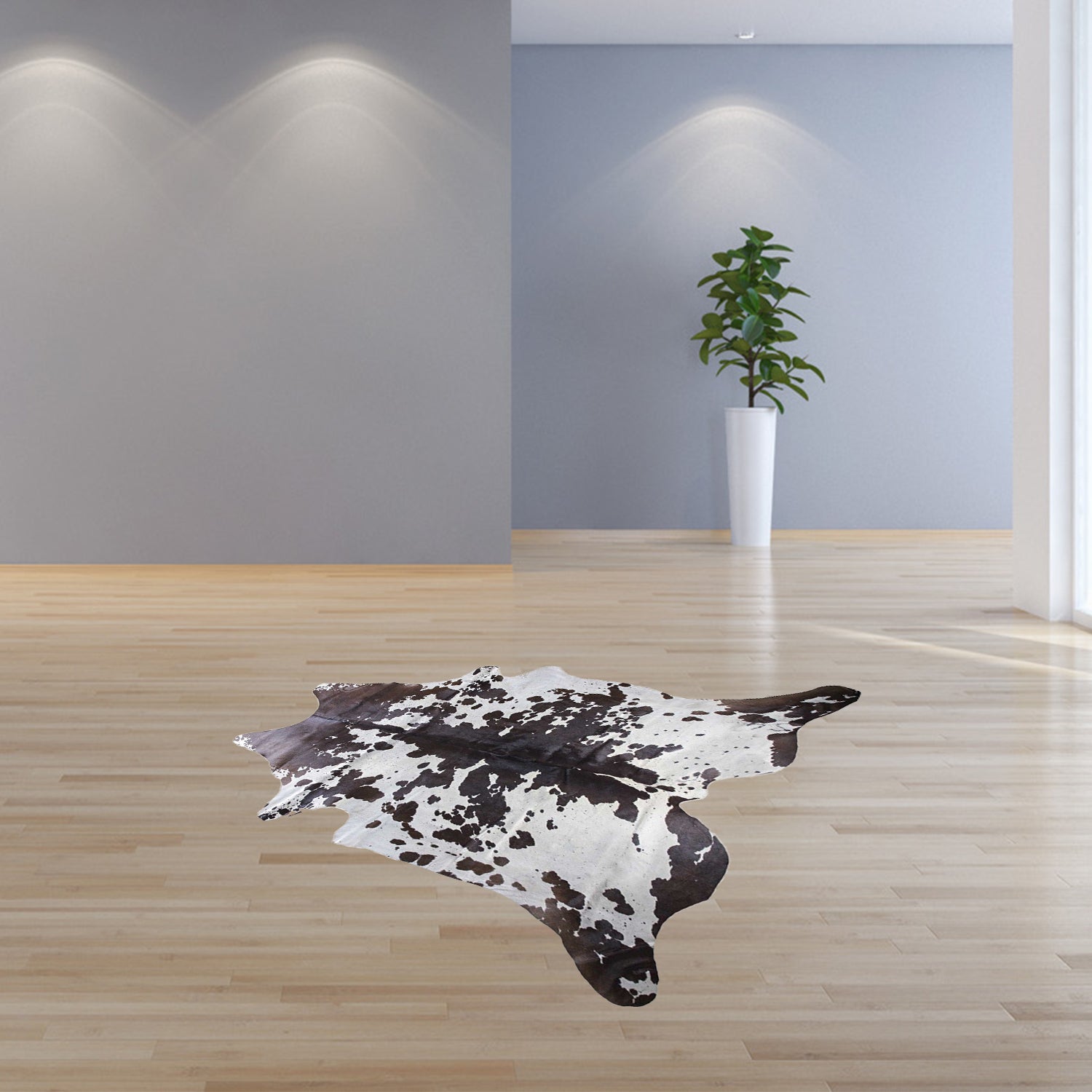 6' X 7' Black And White Cowhide Cowhide Print Area Rug-Area Rugs-DECOROLALA