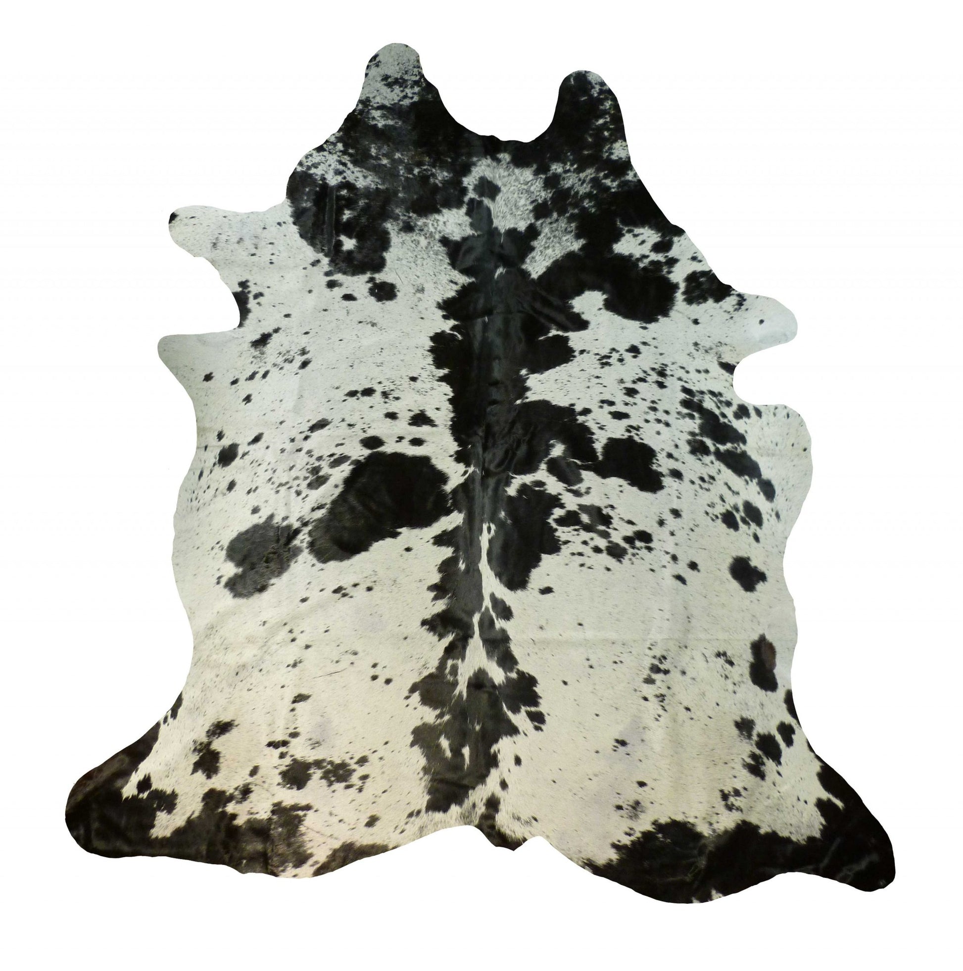 6' X 7' Black And White Cowhide Handmade Area Rug-Area Rugs-DECOROLALA