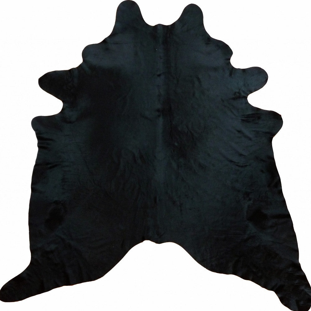 6' X 7' Black And White Cowhide Handmade Area Rug-Area Rugs-DECOROLALA