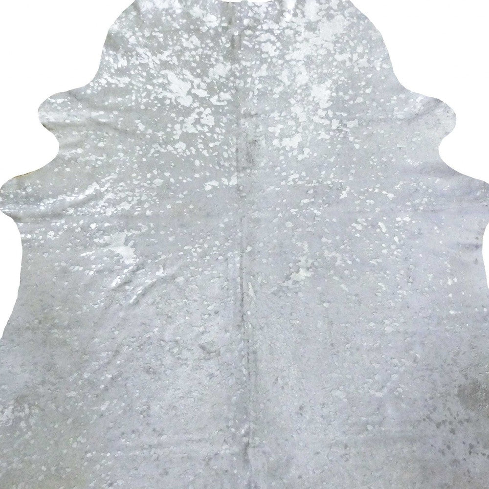 6' X 7' Black And White Cowhide Handmade Area Rug-Area Rugs-DECOROLALA