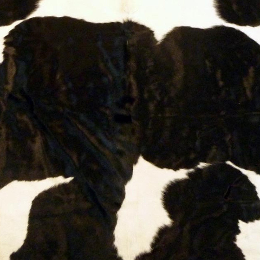 6' X 7' Black And White Cowhide Handmade Area Rug-Area Rugs-DECOROLALA