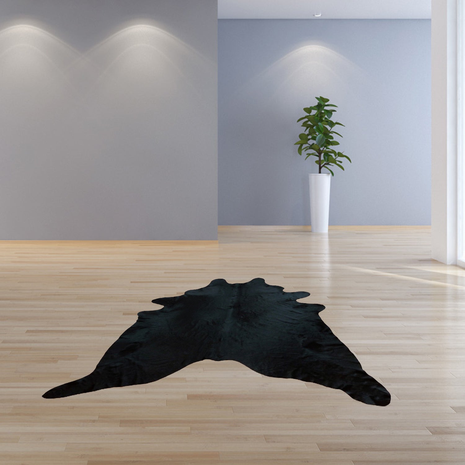 6' X 7' Black And White Cowhide Handmade Area Rug-Area Rugs-DECOROLALA