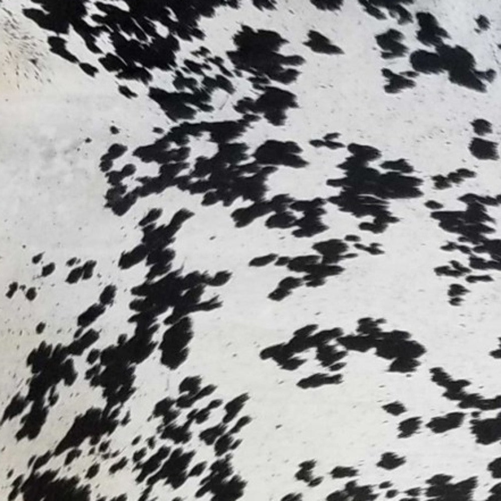 6' X 7' Black And White Cowhide Handmade Area Rug-Area Rugs-DECOROLALA