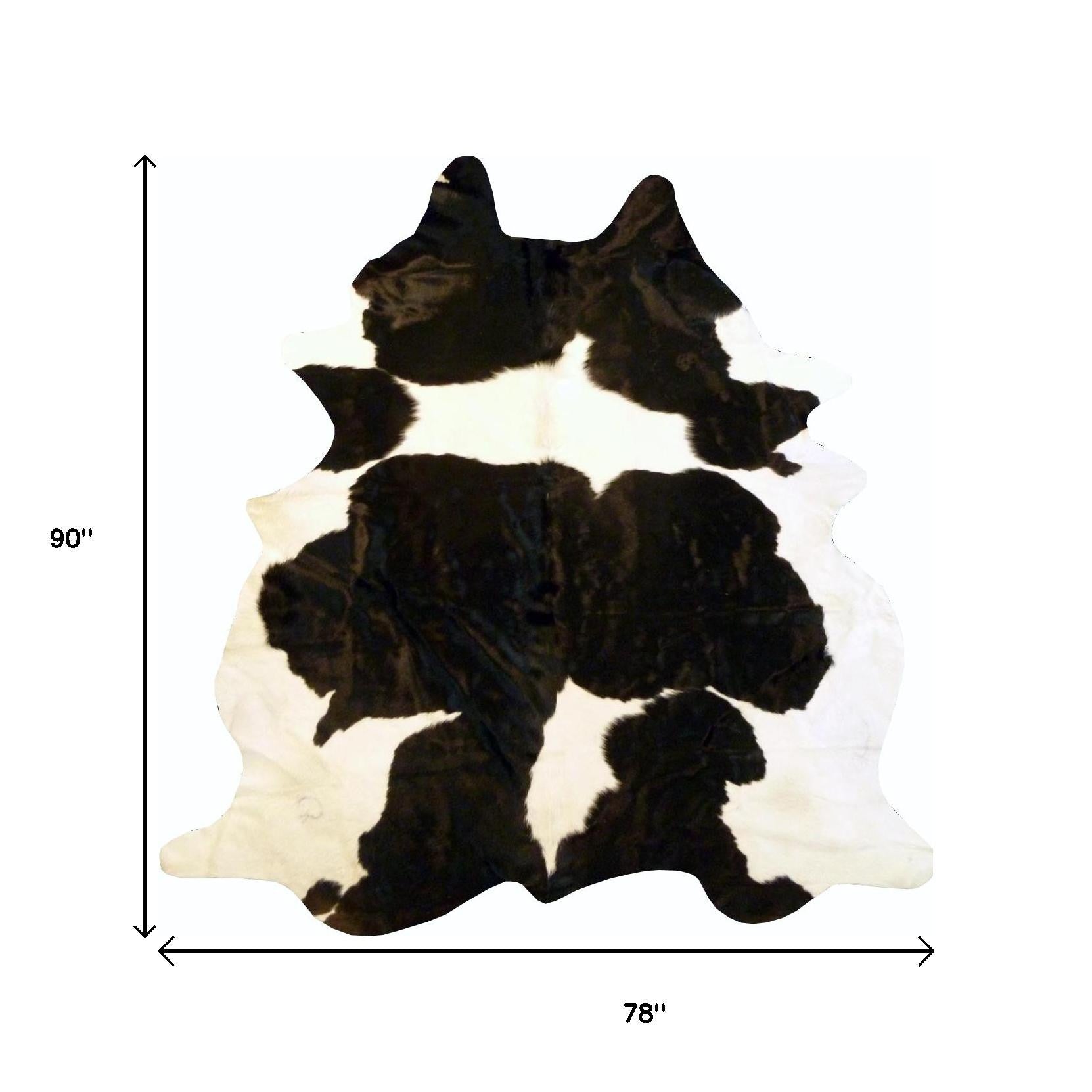 6' X 7' Black And White Cowhide Handmade Area Rug-Area Rugs-DECOROLALA