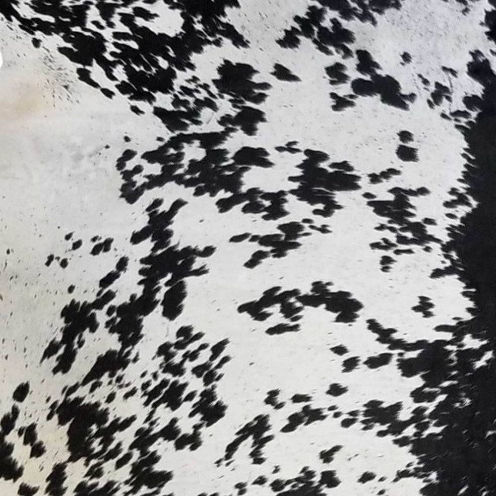6' X 7' Black And White Cowhide Handmade Area Rug-Area Rugs-DECOROLALA