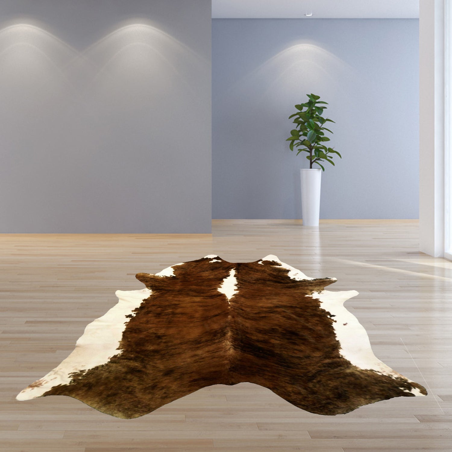 6' X 7' Black And White Cowhide Handmade Area Rug-Area Rugs-DECOROLALA