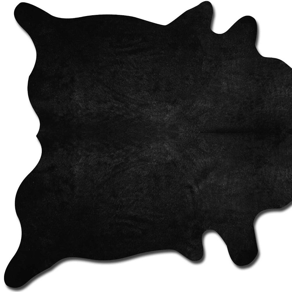 6' X 7' Black Cowhide Area Rug-Area Rugs-DECOROLALA