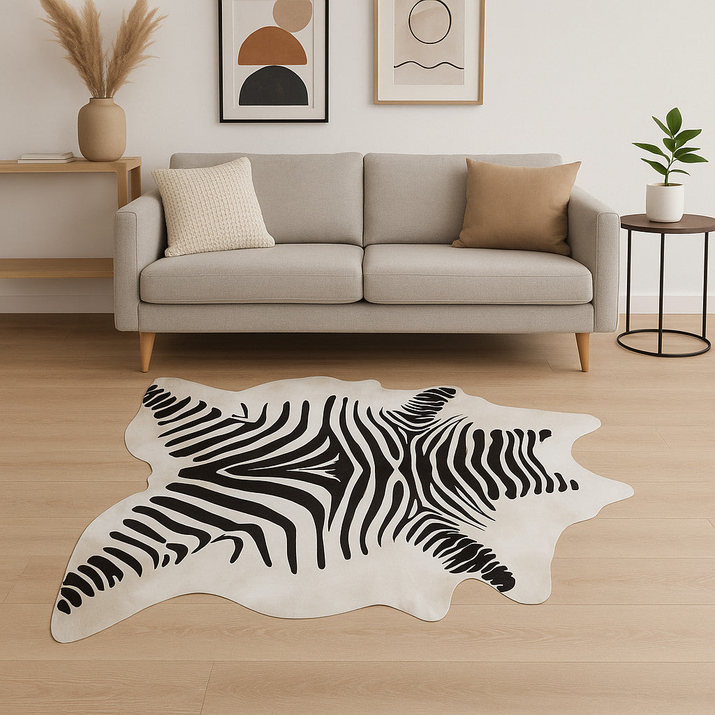 6' X 7' Black Cowhide Area Rug-Area Rugs-DECOROLALA