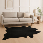 6' X 7' Black Cowhide Area Rug-Area Rugs-DECOROLALA