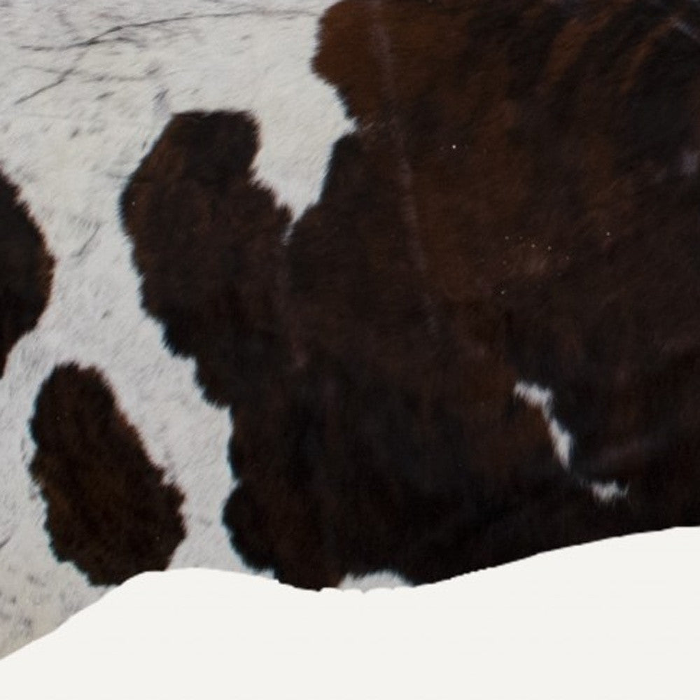 6' X 7' Brown And Black Cowhide Cowhide Print Area Rug-Area Rugs-DECOROLALA