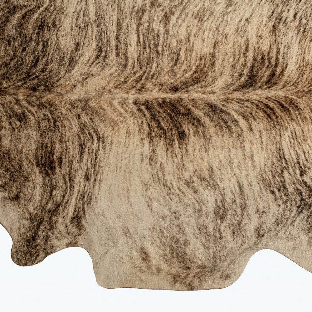 6' X 7' Brown And Black Cowhide Cowhide Print Area Rug-Area Rugs-DECOROLALA