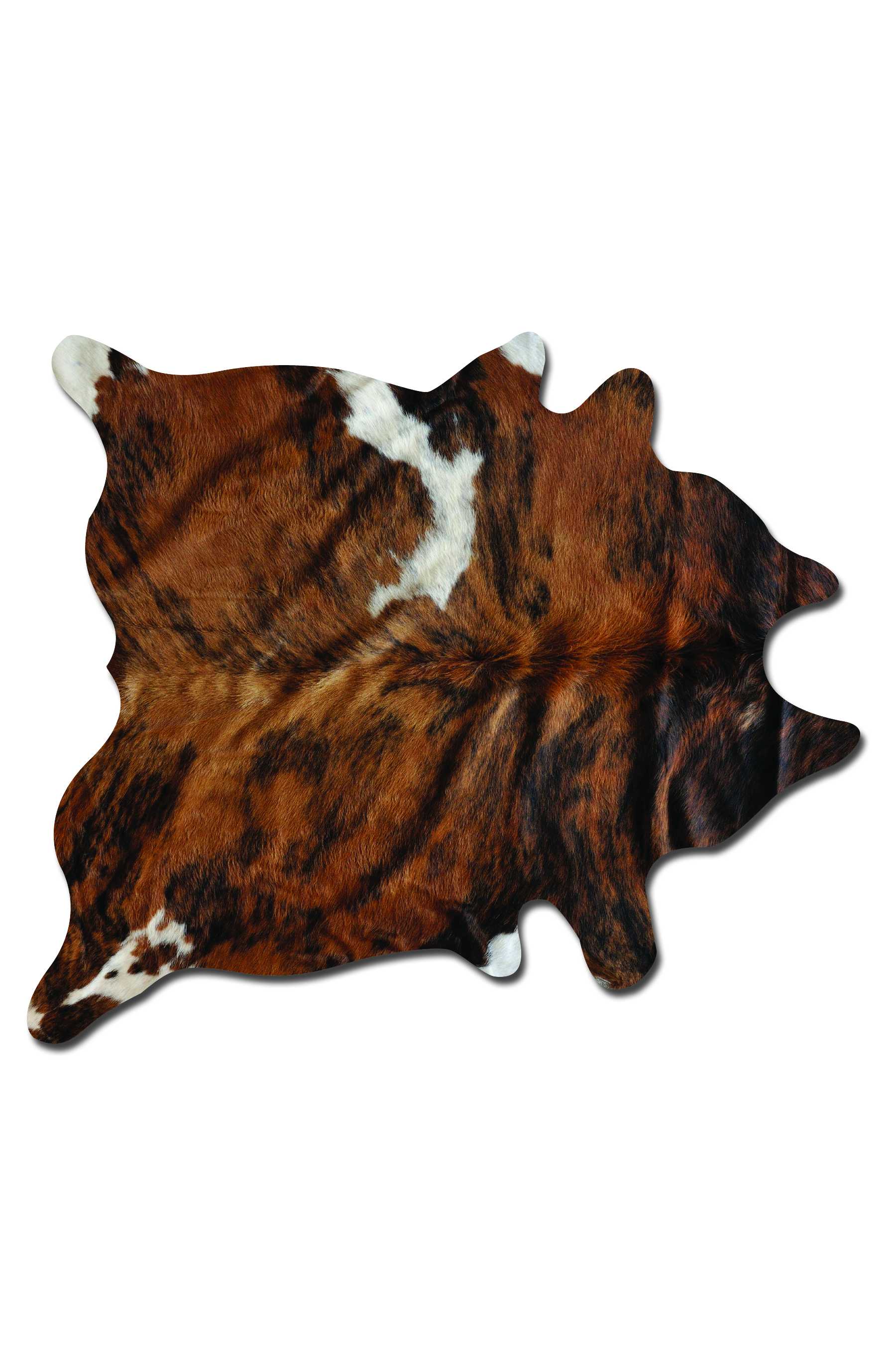 6' X 7' Brown And Black Cowhide Cowhide Print Area Rug-Area Rugs-DECOROLALA