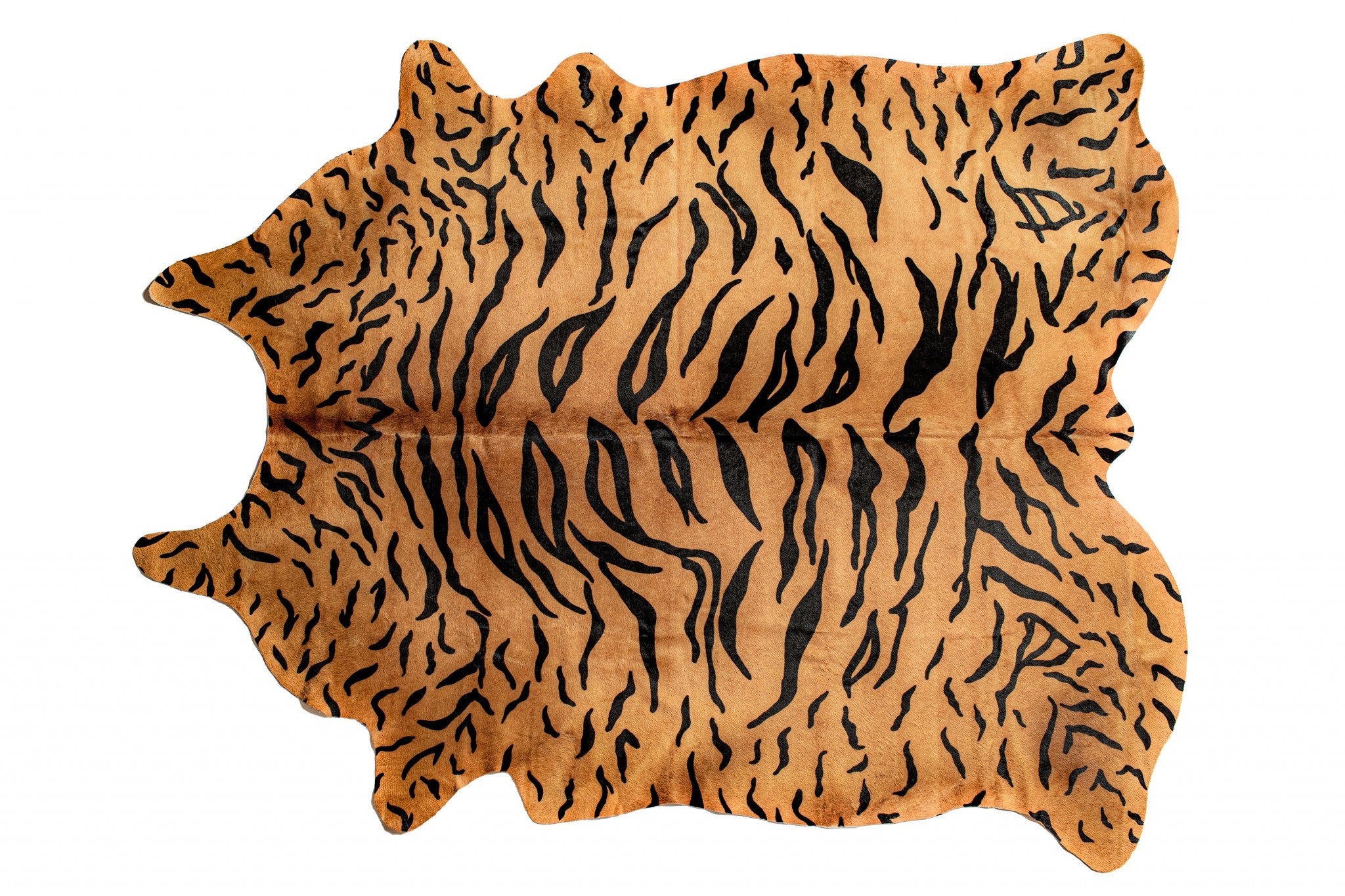 6' X 7' Brown And Black Cowhide Tiger Print Area Rug-Area Rugs-DECOROLALA