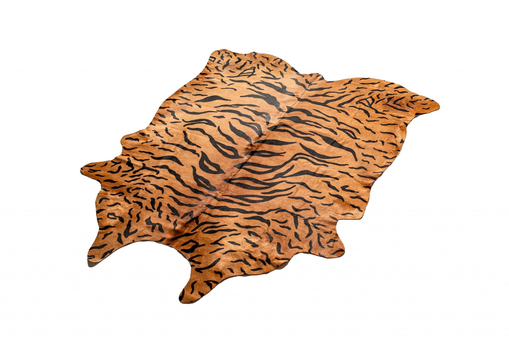 6' X 7' Brown And Black Cowhide Tiger Print Area Rug-Area Rugs-DECOROLALA