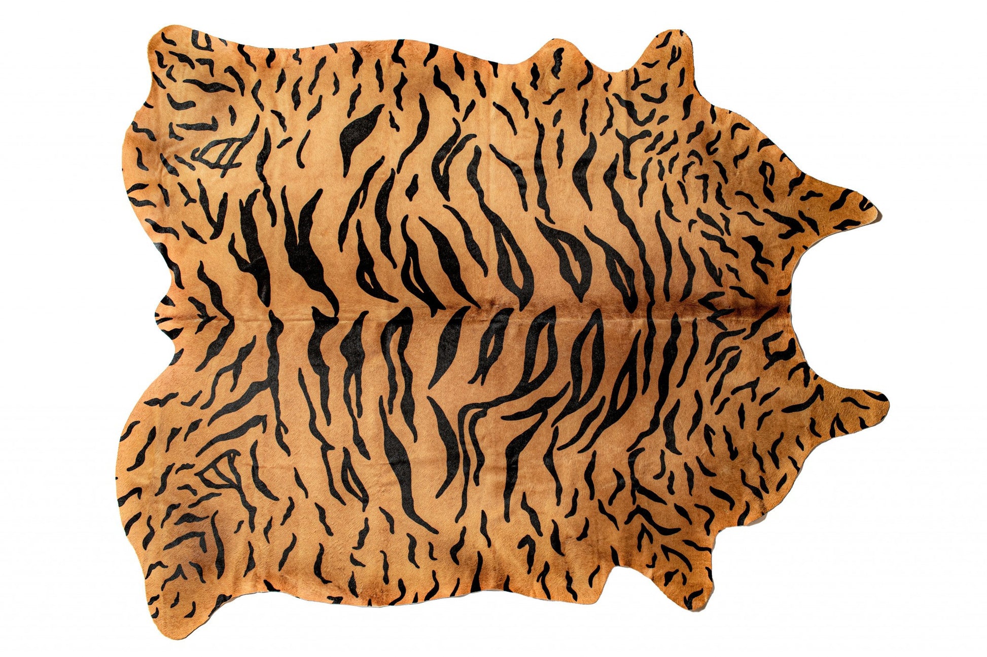 6' X 7' Brown And Black Cowhide Tiger Print Area Rug-Area Rugs-DECOROLALA