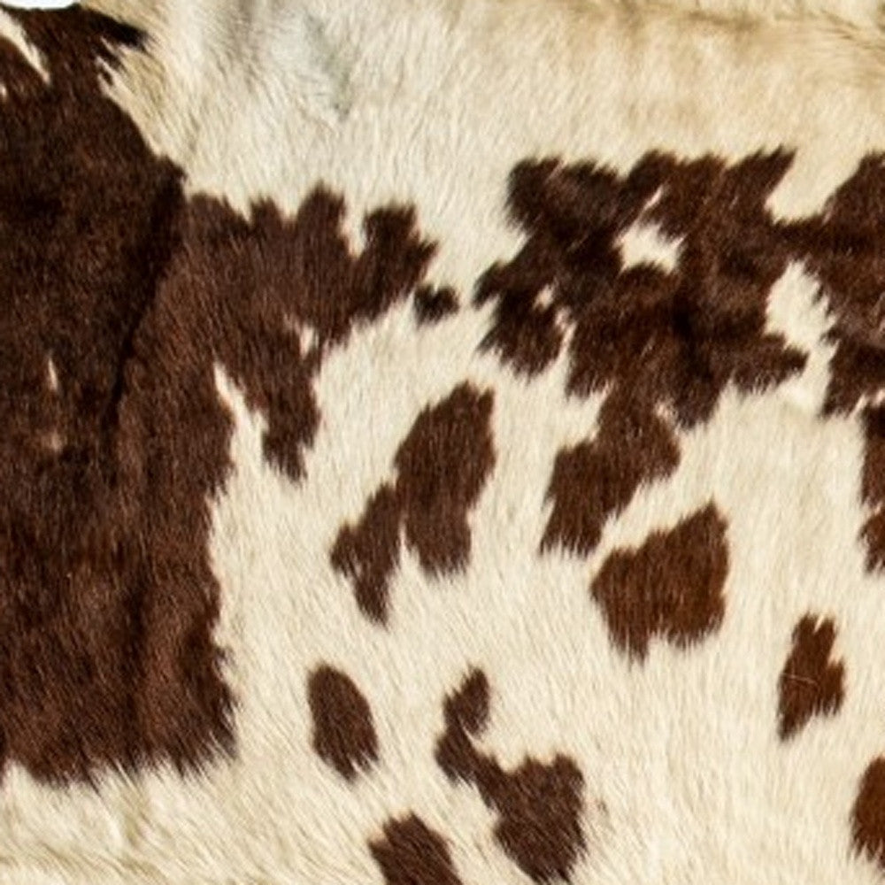 6' X 7' Brown And White Cowhide Cowhide Print Area Rug-Area Rugs-DECOROLALA