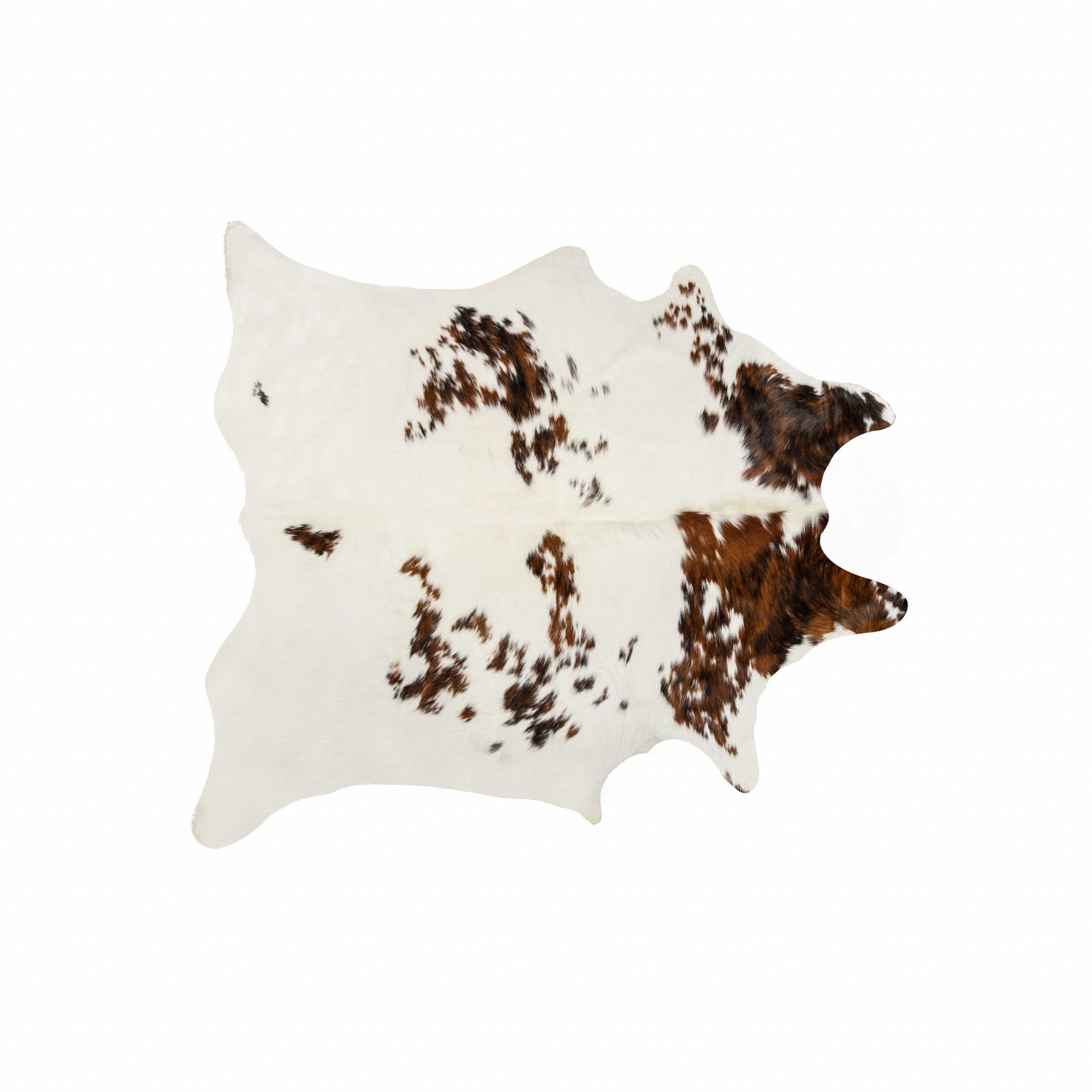 6' X 7' Brown And White Cowhide Cowhide Print Area Rug-Area Rugs-DECOROLALA