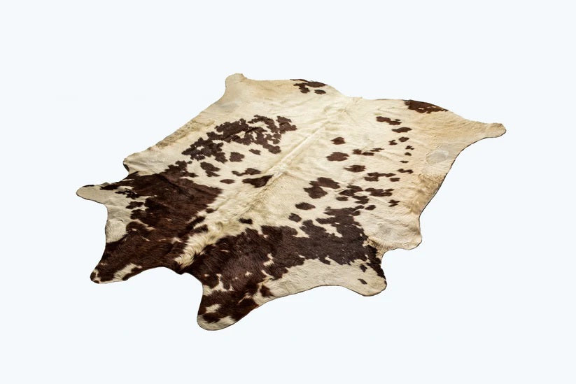 6' X 7' Brown And White Cowhide Cowhide Print Area Rug-Area Rugs-DECOROLALA