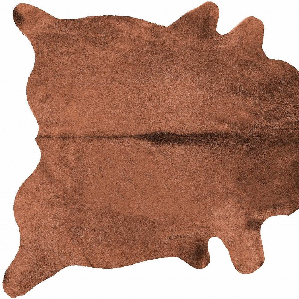 6' X 7' Brown Cowhide Area Rug-Area Rugs-DECOROLALA