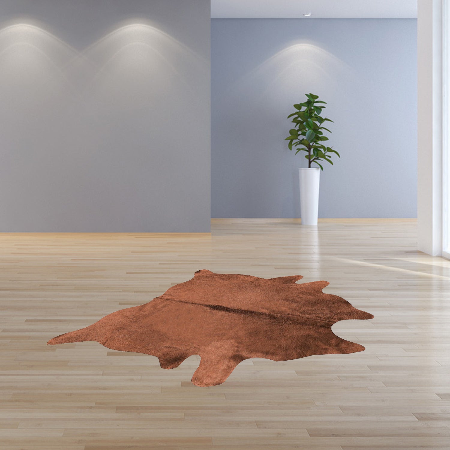 6' X 7' Brown Cowhide Area Rug-Area Rugs-DECOROLALA