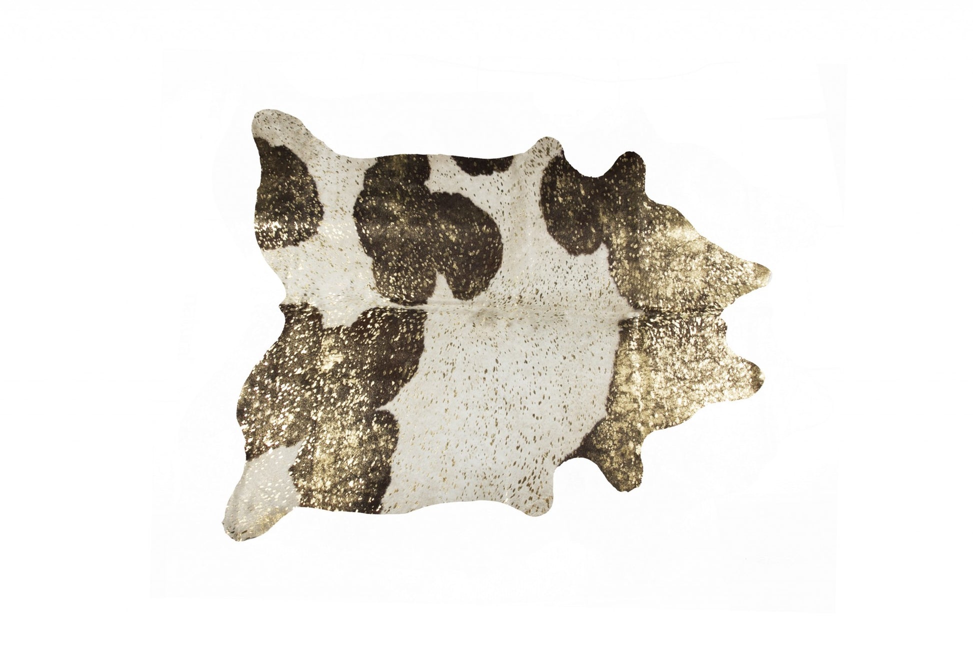 6' X 7' Gold And White Cowhide Area Rug-Area Rugs-DECOROLALA