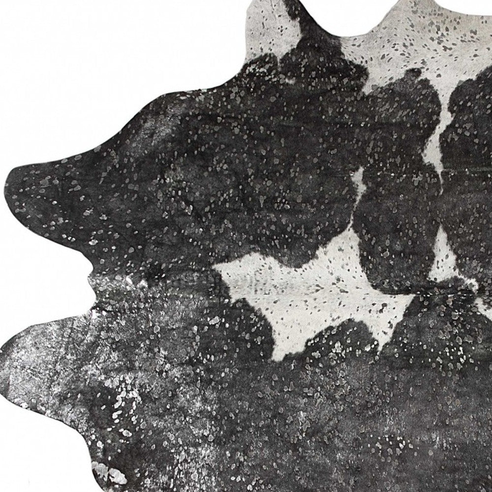 6' X 7' Gray Cowhide Cowhide Print Area Rug-Area Rugs-DECOROLALA