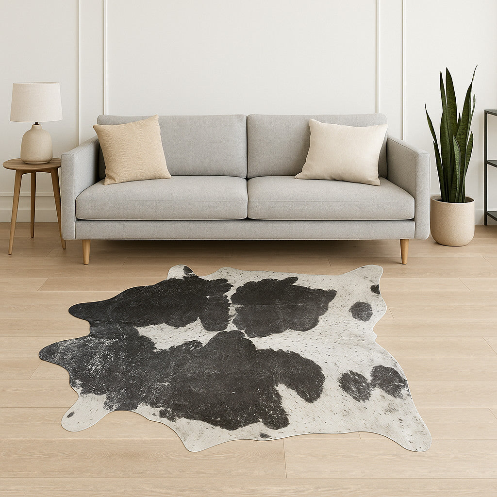 6' X 7' Gray Cowhide Cowhide Print Area Rug-Area Rugs-DECOROLALA