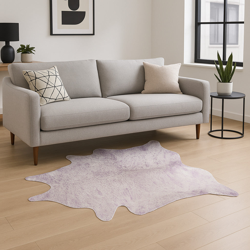 6' X 7' Gray Cowhide Cowhide Print Area Rug-Area Rugs-DECOROLALA