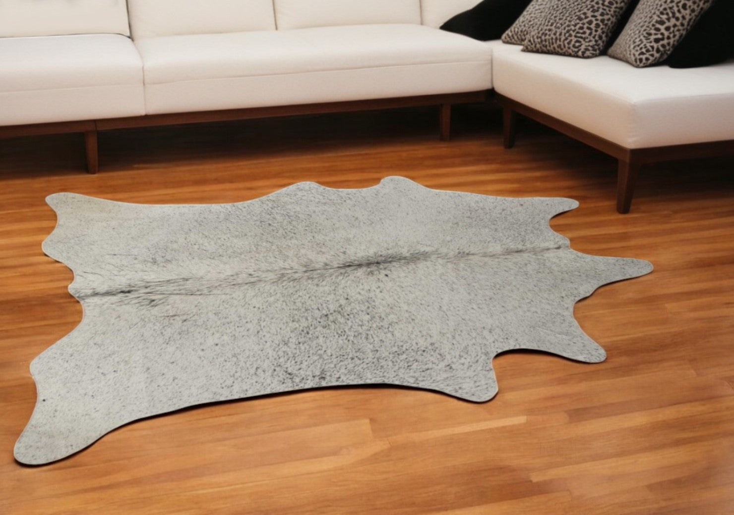 6' X 7' Gray Cowhide Hand Tufted Area Rug-Area Rugs-DECOROLALA