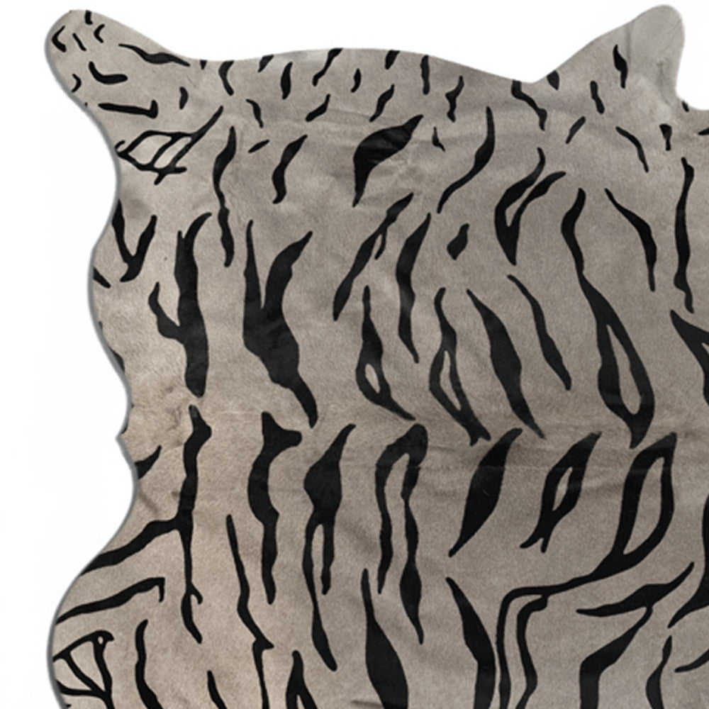 6' X 7' Gray and Black Cowhide Cowhide Area Rug-Area Rugs-DECOROLALA