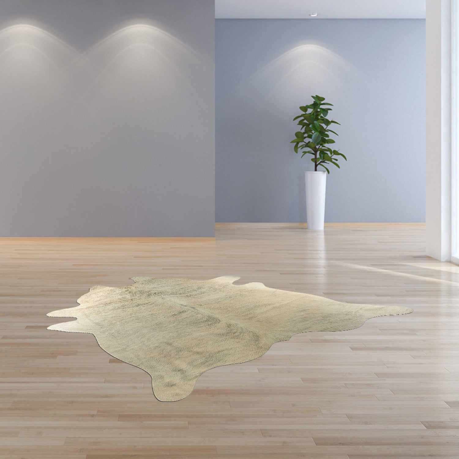 6' X 7' Light Taupe And Brown Exotic Cowhide Rug-Area Rugs-DECOROLALA