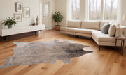 6' X 7' Light Taupe And Brown Exotic Cowhide Rug-Area Rugs-DECOROLALA