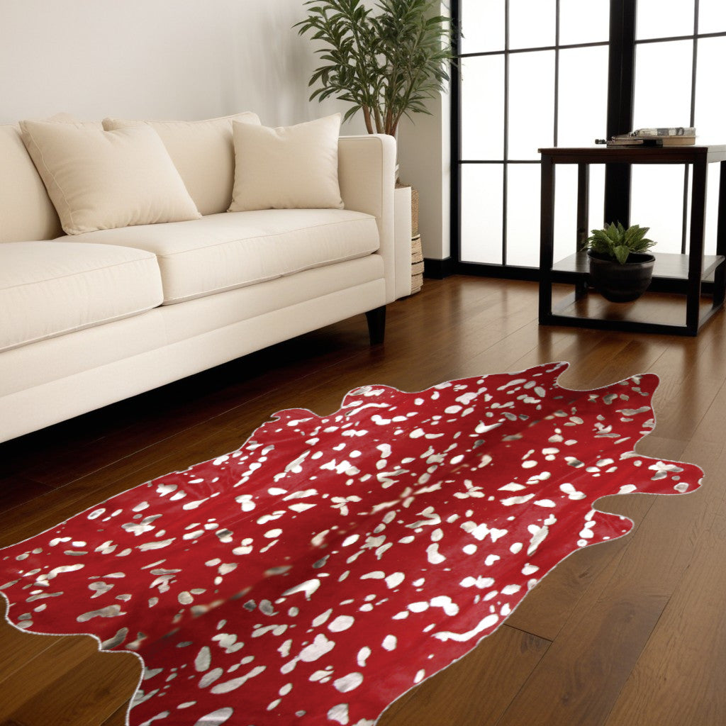 6' X 7' Natural Cowhide Cowhide Print Area Rug-Area Rugs-DECOROLALA