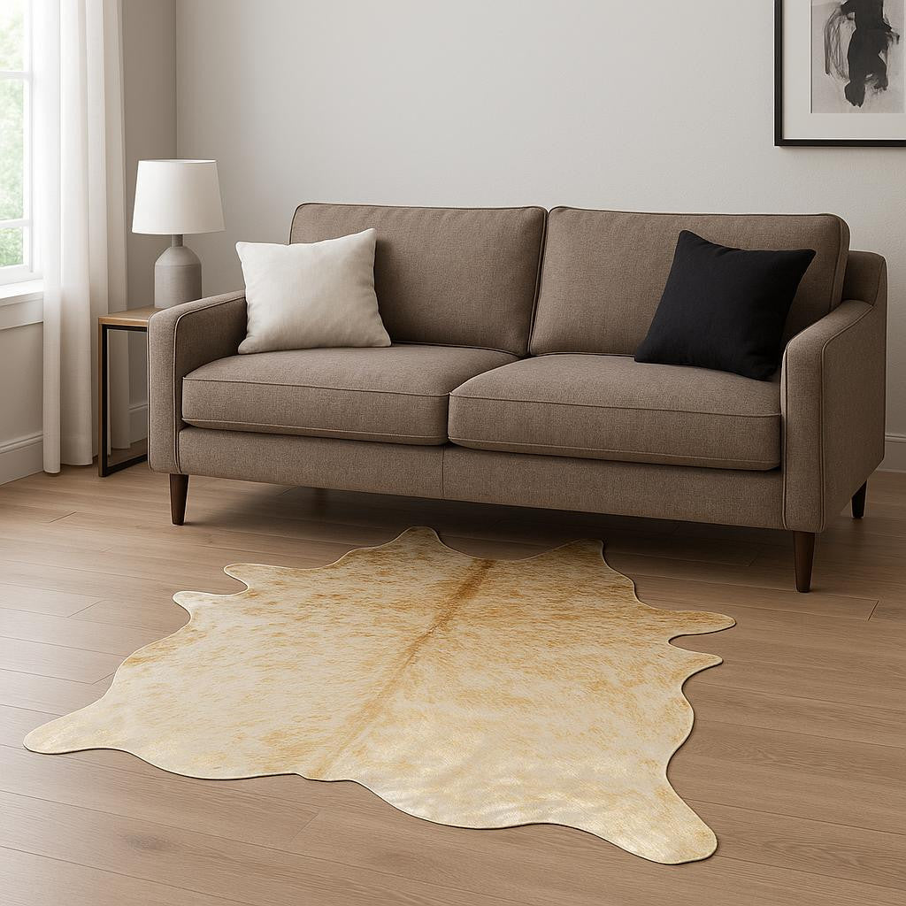 6' X 7' Natural Cowhide Cowhide Print Area Rug-Area Rugs-DECOROLALA