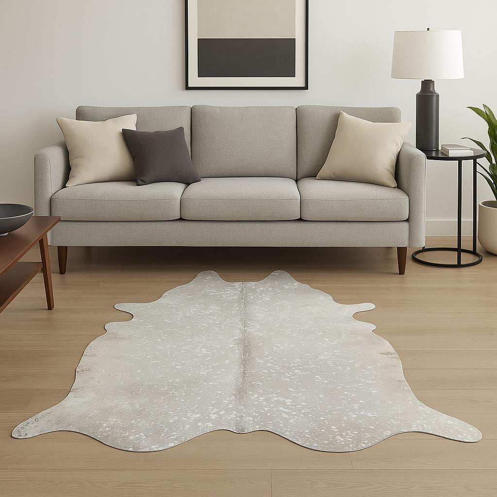6' X 7' Natural Cowhide Cowhide Print Area Rug-Area Rugs-DECOROLALA