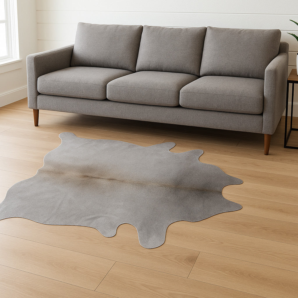 6' X 7' Natural Cowhide Cowhide Print Area Rug-Area Rugs-DECOROLALA