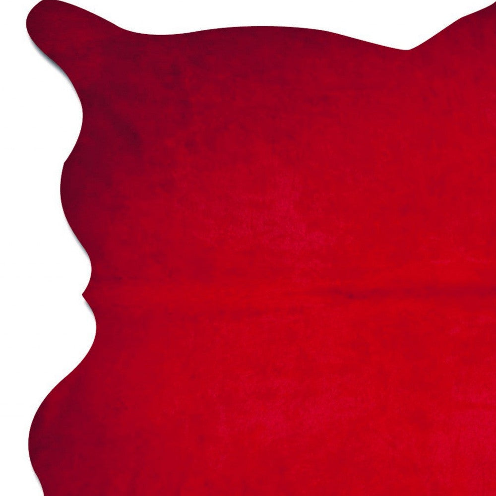6' X 7' Red Cowhide Area Rug-Area Rugs-DECOROLALA