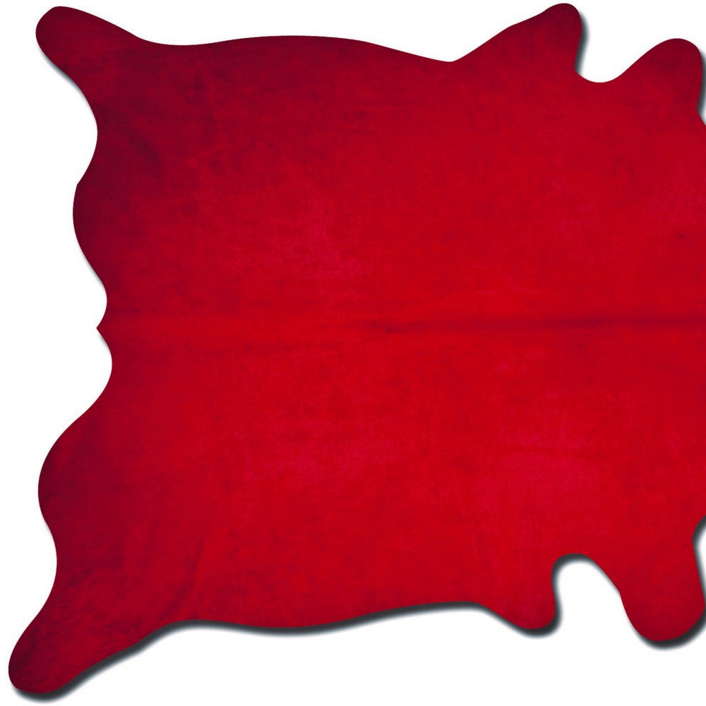 6' X 7' Red Cowhide Area Rug-Area Rugs-DECOROLALA