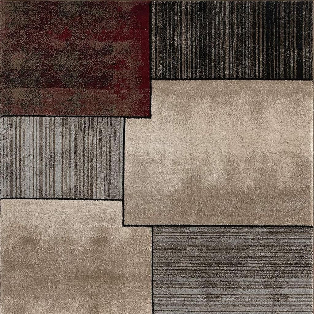 6' X 9' Beige And Brown Abstract Shag Area Rug-Area Rugs-DECOROLALA