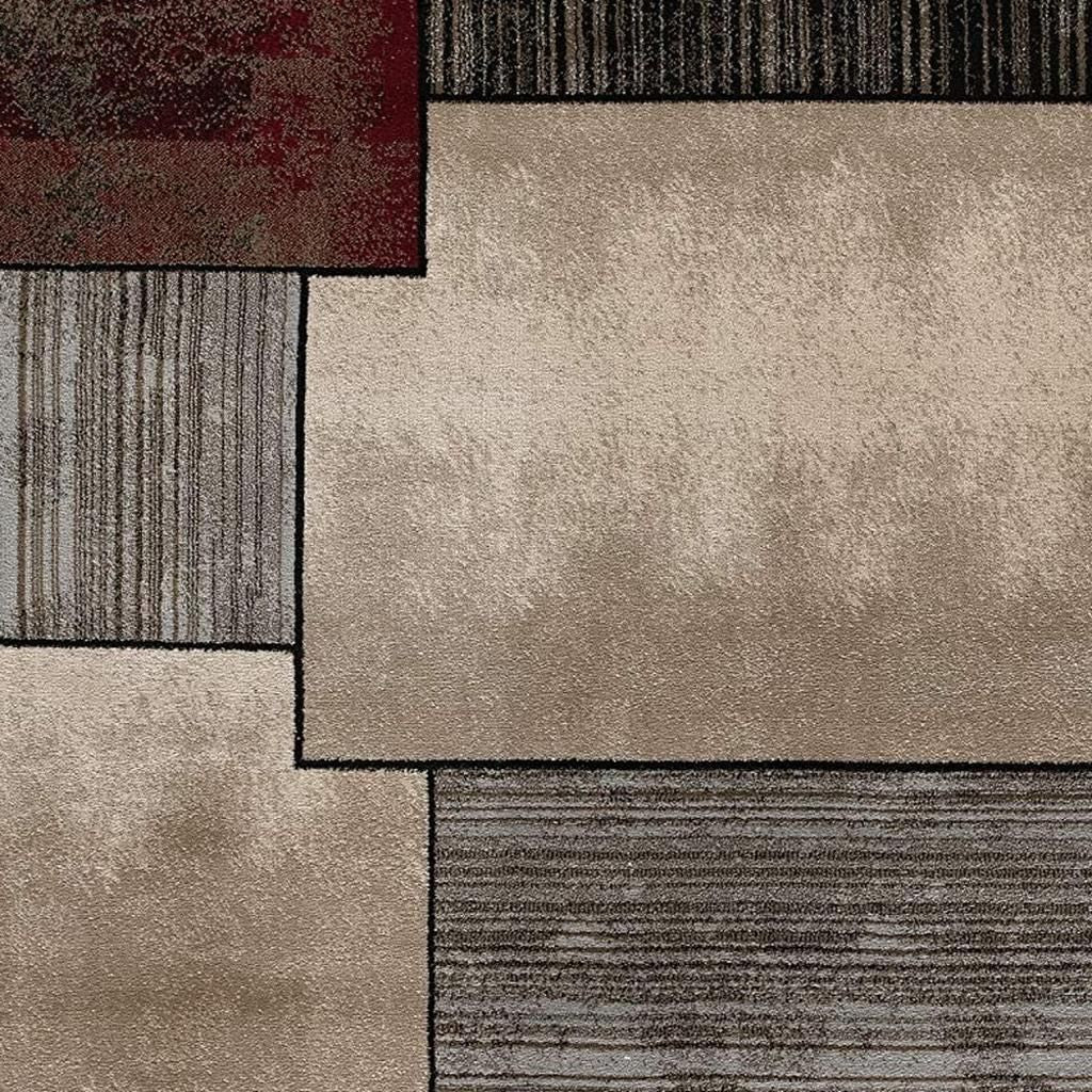 6' X 9' Beige And Brown Abstract Shag Area Rug-Area Rugs-DECOROLALA