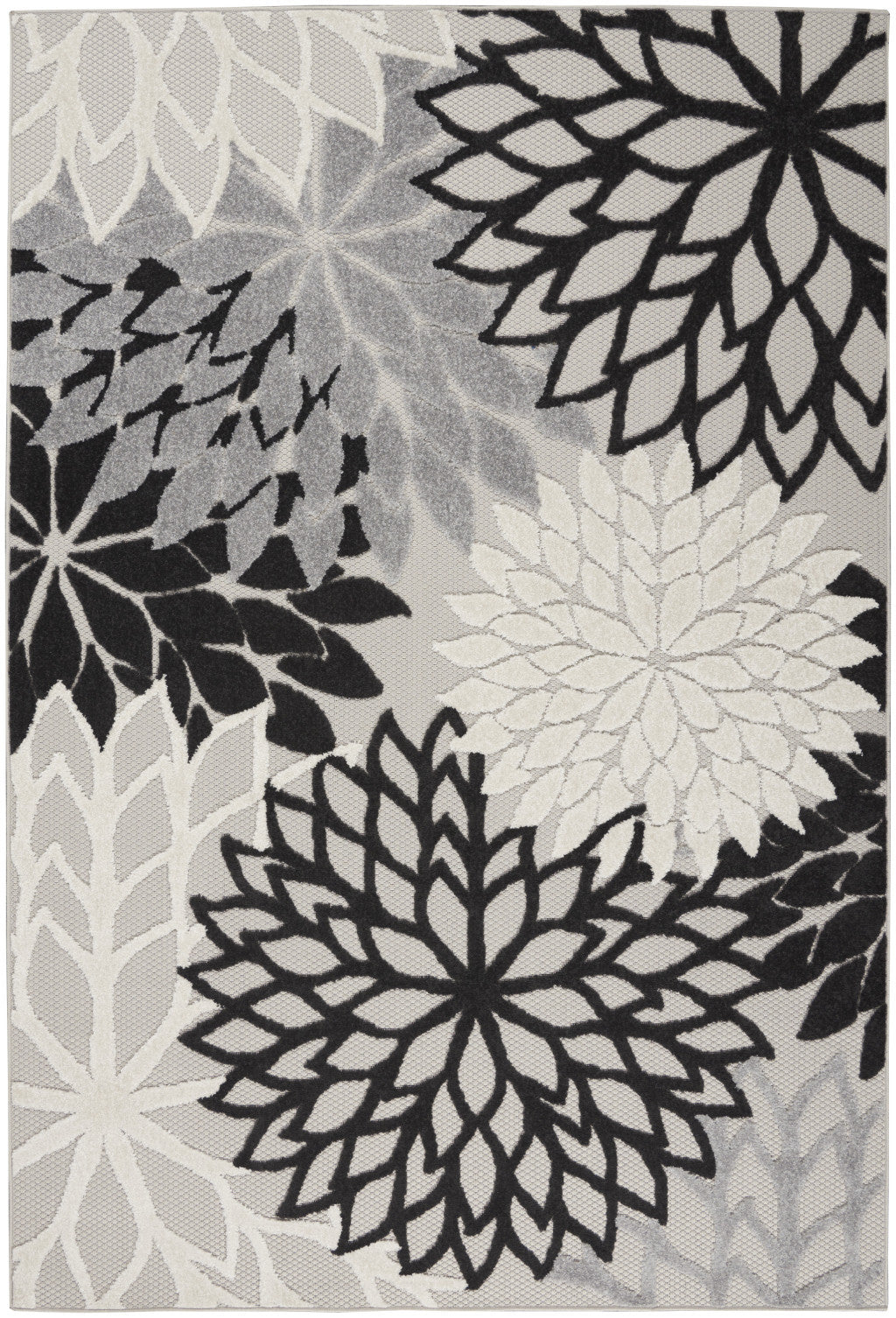 6' X 9' Black And White Indoor Outdoor Area Rug-Outdoor Rugs-DECOROLALA
