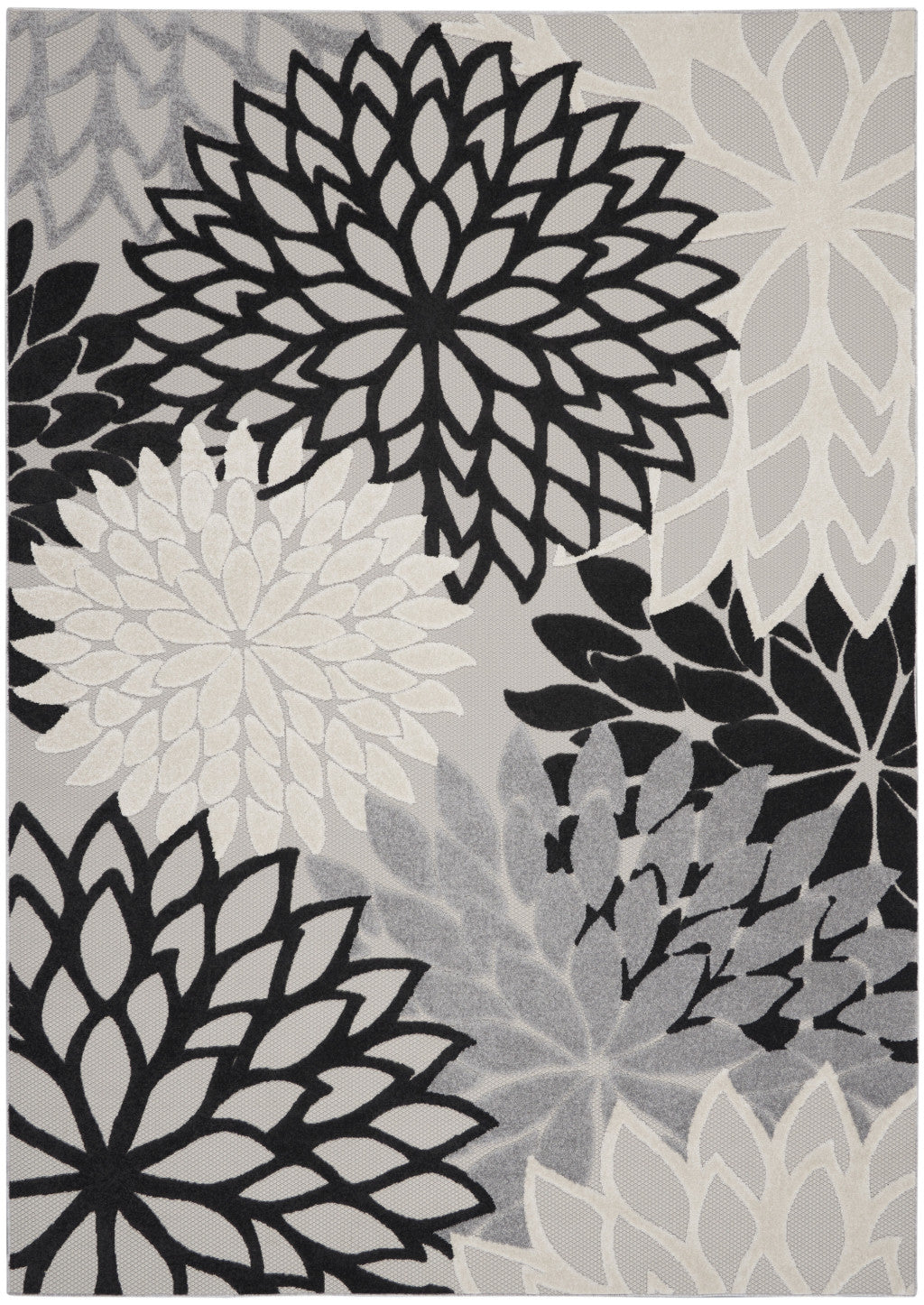 6' X 9' Black And White Indoor Outdoor Area Rug-Outdoor Rugs-DECOROLALA
