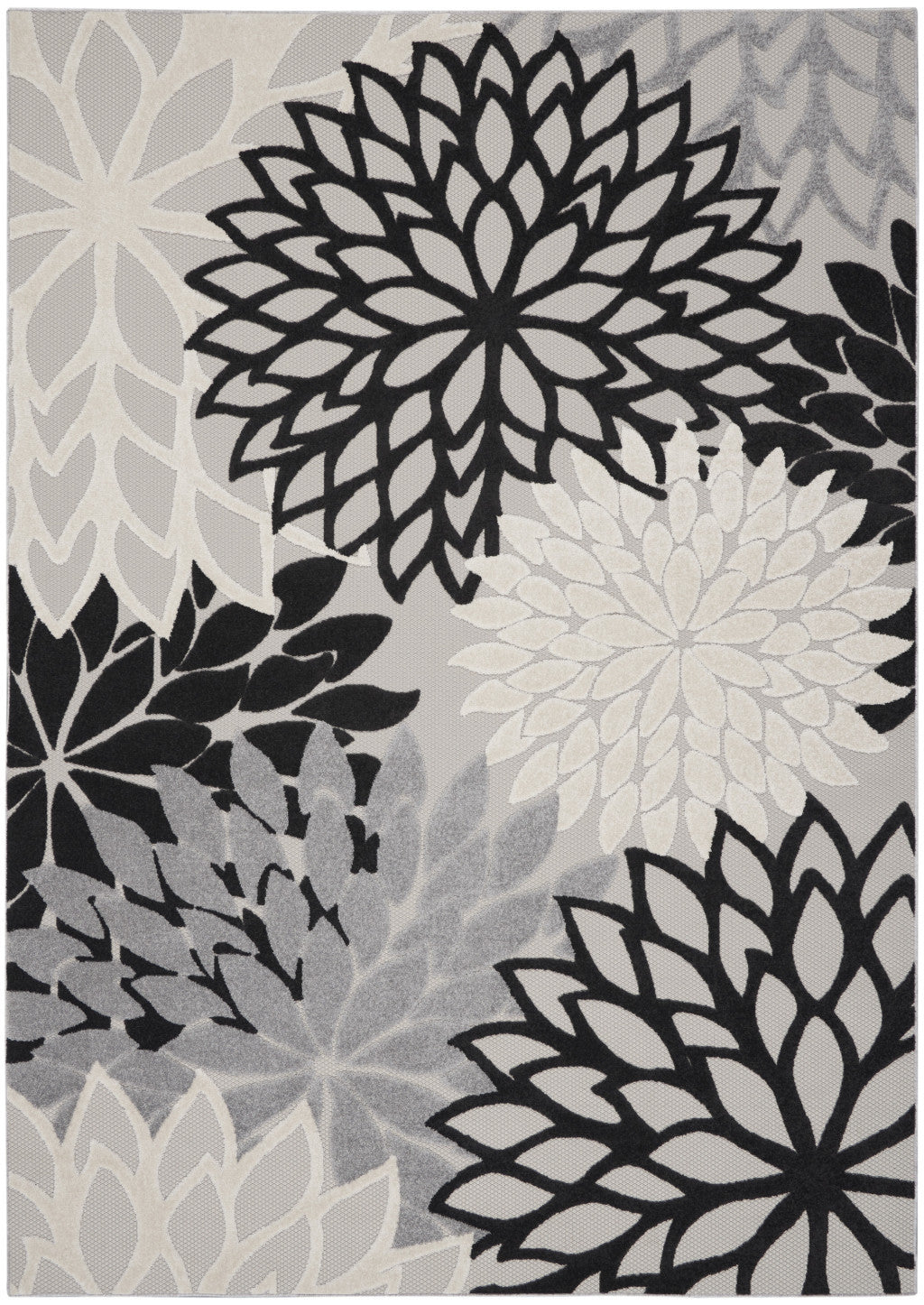 6' X 9' Black And White Indoor Outdoor Area Rug-Outdoor Rugs-DECOROLALA